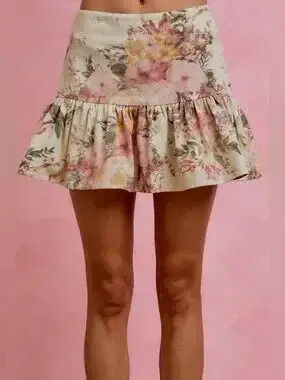 SO ME Floral Print Fit and Flare Mini Skirt